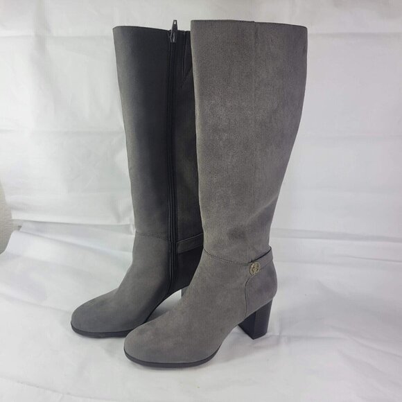Giani Bernini Shoes - Giani Bernini Adonnys Knee High Boots Women Size 5.5  Gray Block Heel Zip New